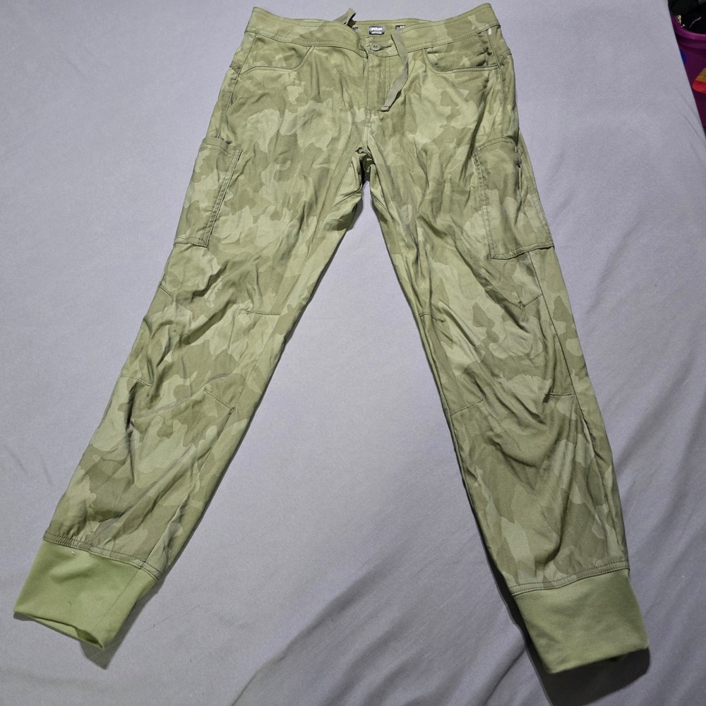 prAna Cargo Joggers Womens 8 Green Camo Hiking Pants Standard Fit